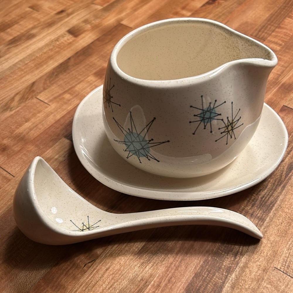 Vintage Franciscan Atomic Starburst Gravy Boat and Ladle
